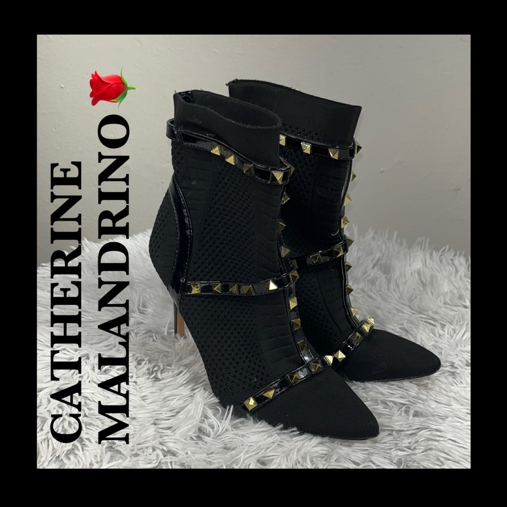 CATHERINE MALANDRANO Black Studded Ankle Boots